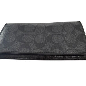 Coach Signature Coated Canvas Slim Black Wallet